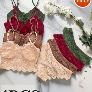 4pcs Sexy Lace Bra Panty Set