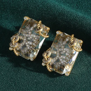 Vintage Jewelry Square Stud Earrings