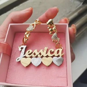 Double Layer Stainless Steel Engraved Necklace