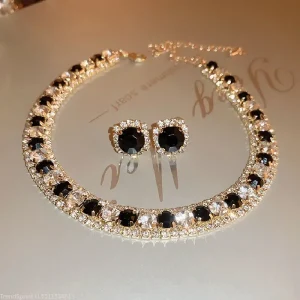 Women Trendy Rhinestone Decorated Jewelry Set